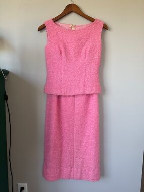 50’s Vintage Pink Mohair Two-Piece Set- Jackie O inspired